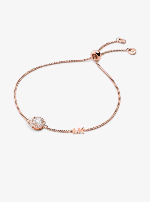 Damske Naramky Michael Kors Precious Metal-Plated Sterling Silver Pavé Halo Slider Ruzove Zlate - Šperky Michael Kors Lacne | ALNEY-9301